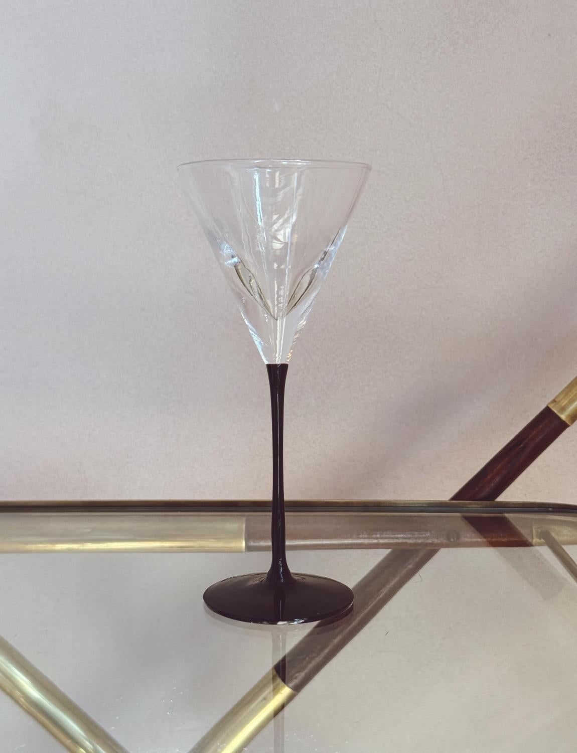 Ensemble de verres à martini italiens à long pied en verre de Murano soufflé à la main Bon état - En vente à Florence, Tuscany