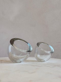 Pair of 1960s Signed Alfredo Barbini Murano Glass Bowls