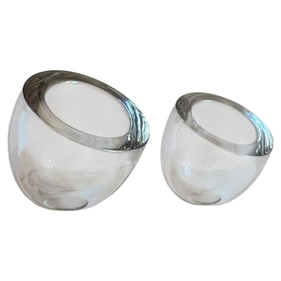 Pair of 1960s Signed Alfredo Barbini Murano Glass Bowls