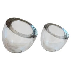 Pair of 1960s Signed Alfredo Barbini Murano Glass Bowls