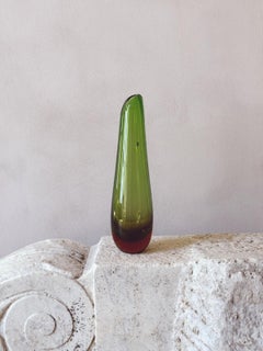 Tall Green 1970s Murano Glass Vase
