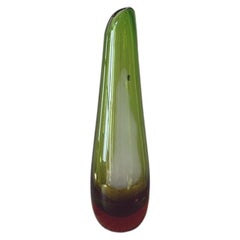 Tall Green 1970s Murano Glass Vase
