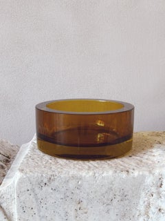 Sommerso-Schale aus Muranoglas von Flavio Poli, bernsteinfarben und gelb, 1960er Jahre