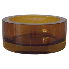 Sommerso-Schale aus Muranoglas von Flavio Poli, bernsteinfarben und gelb, 1960er Jahre