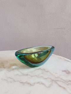 1970s Turquoise and green sommerso Flavio Poli Bowl