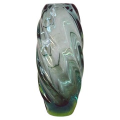 Hand-Blown Murano Glass Vase by Seguso, Twisted Design, Italy, 1970