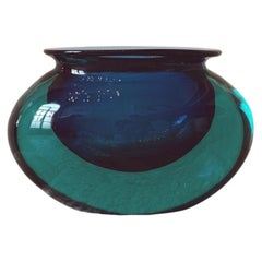 Flavio Poli Murano Glass Vase, Blue & Turquoise, Hand-Blown, 1960s