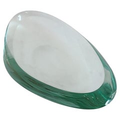 Asymmetrische Schale aus türkisfarbenem Glas von Fontana Arte aus den 1960er Jahren