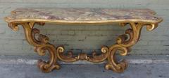 Giltwood Italian Console with Serpentine Marble Top