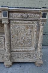 19th Century French Carved Painted Sideboard with Green Marble Top