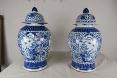 Pair of Blue and White Chinese Ginger Jars