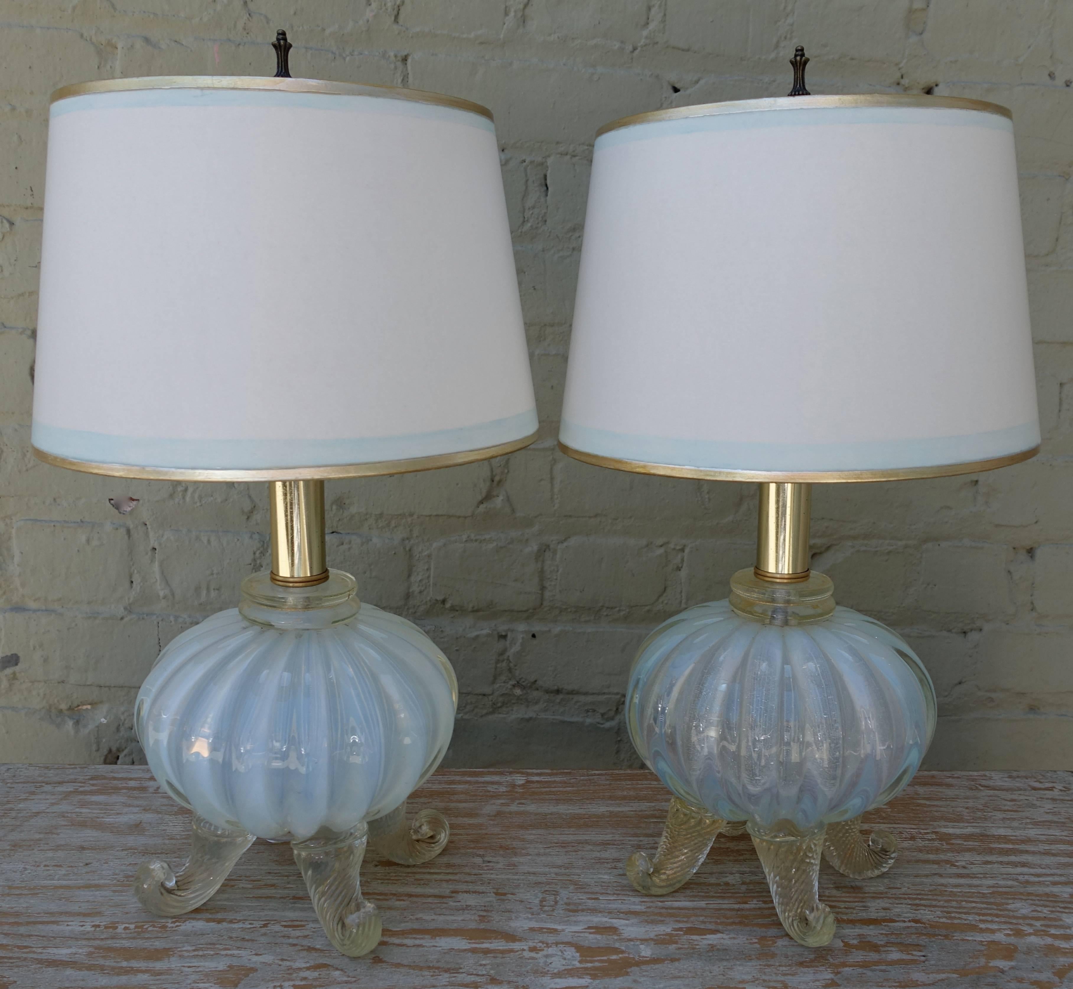 Pair of Murano lamps. Shade size: 11