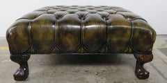 English Leather Tufted Bench with Nailhead Detail