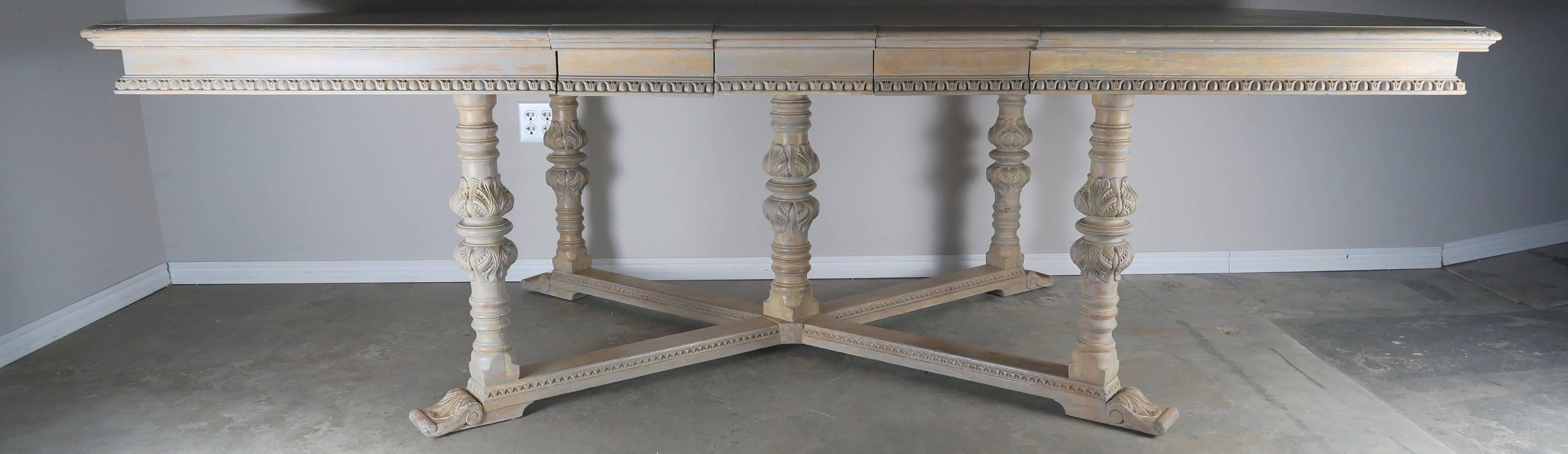 Painted Italian Neoclassical Style Dining Room Table with Leaves