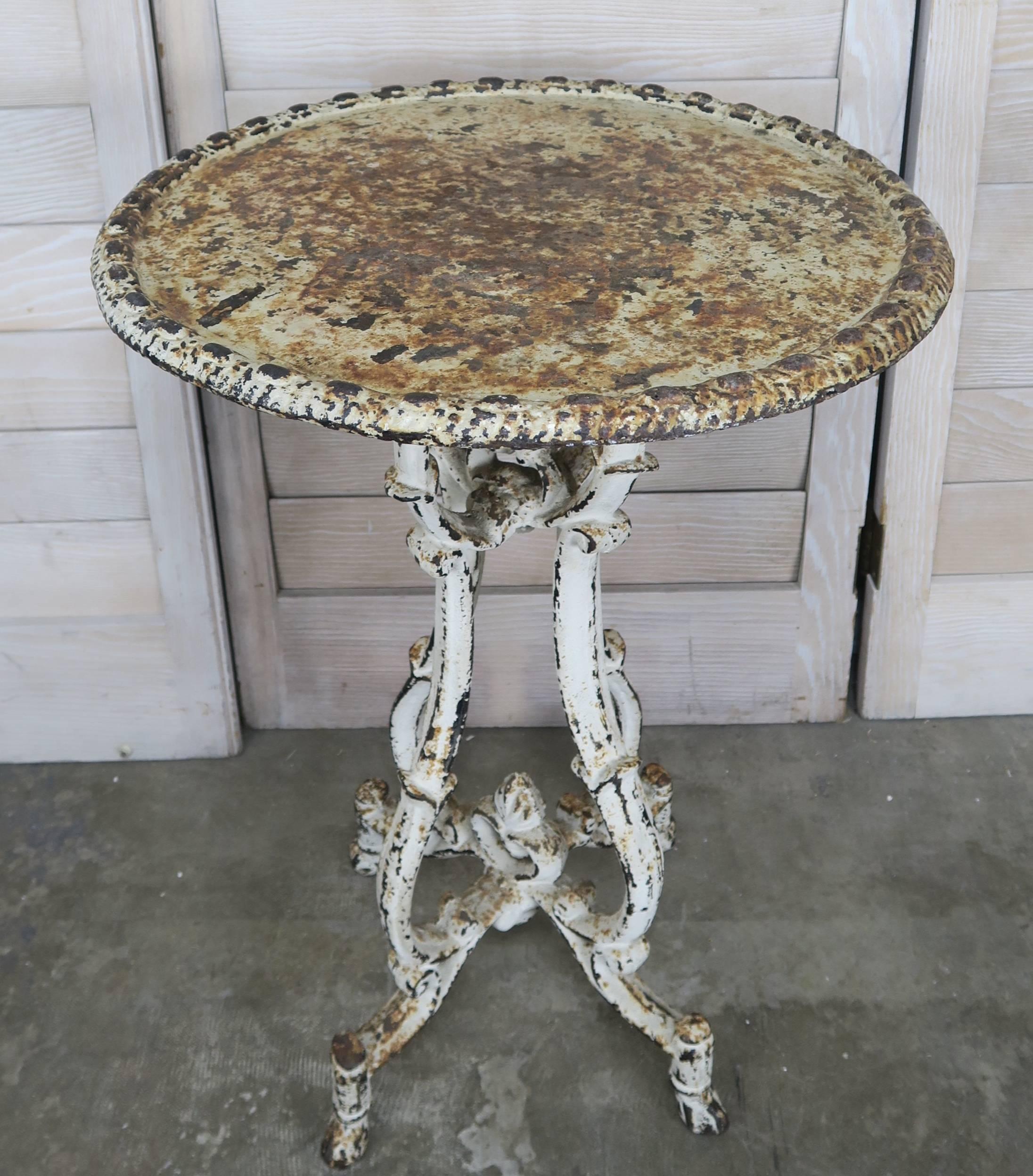 French painted cast iron garden side table.