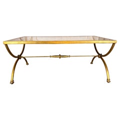 Curule Gilt Iron Coffee Table with Antiqued Mirror Top by Miamar Home