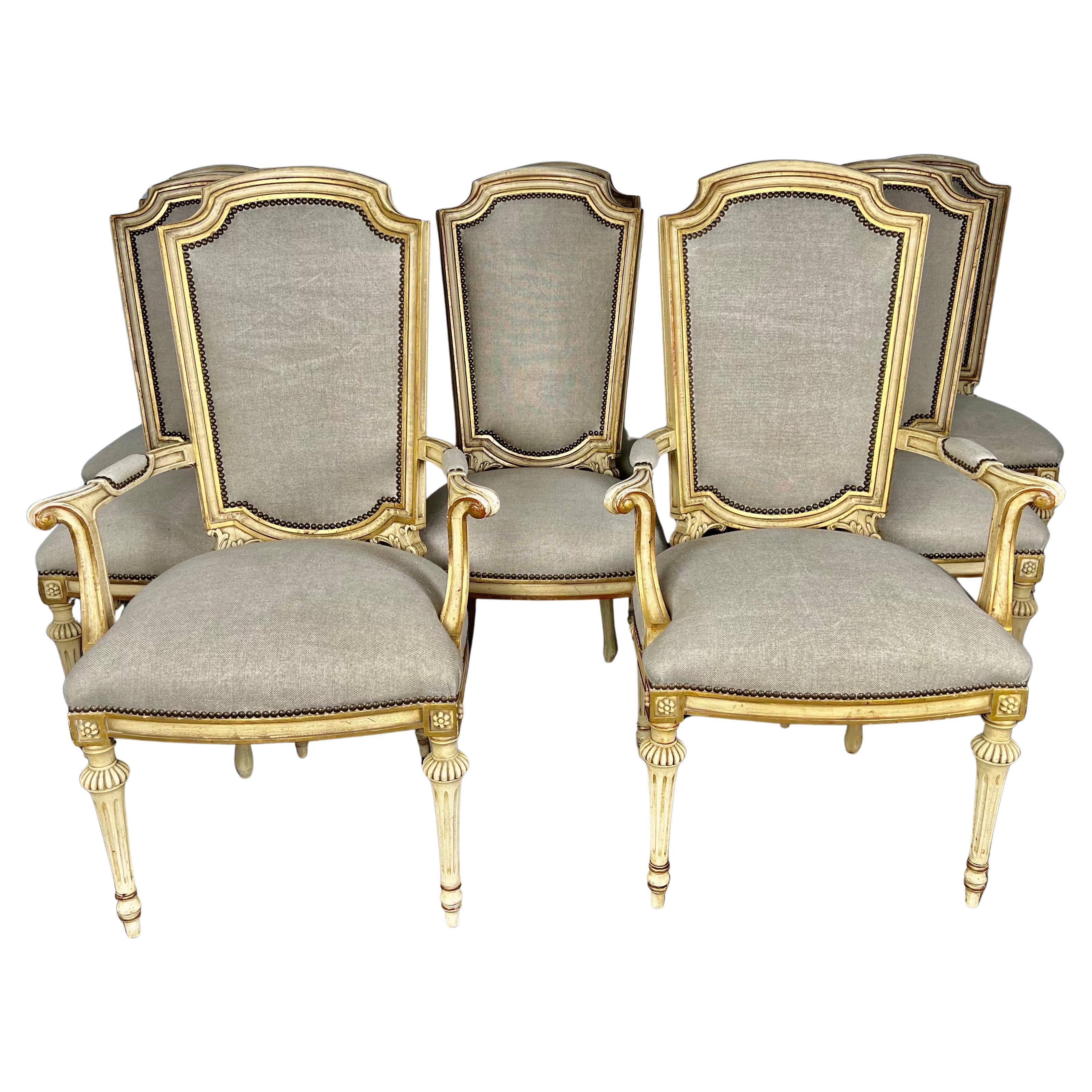 Set of Eight French Dining Chairs, Louis XVI Style, Early 20th Century For Sale