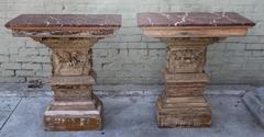 Pair of Italian Carved Consoles w/ Marble Tops