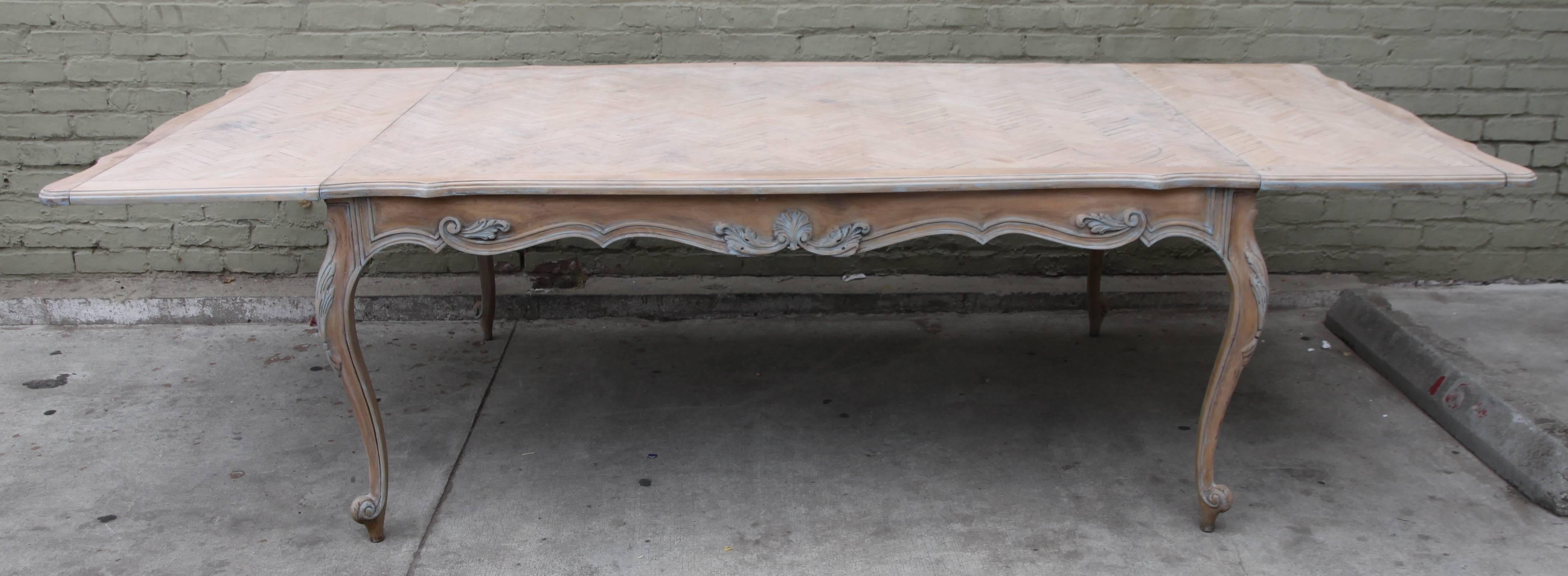 French Painted Louis XV Style Dining Table with Leaves 1