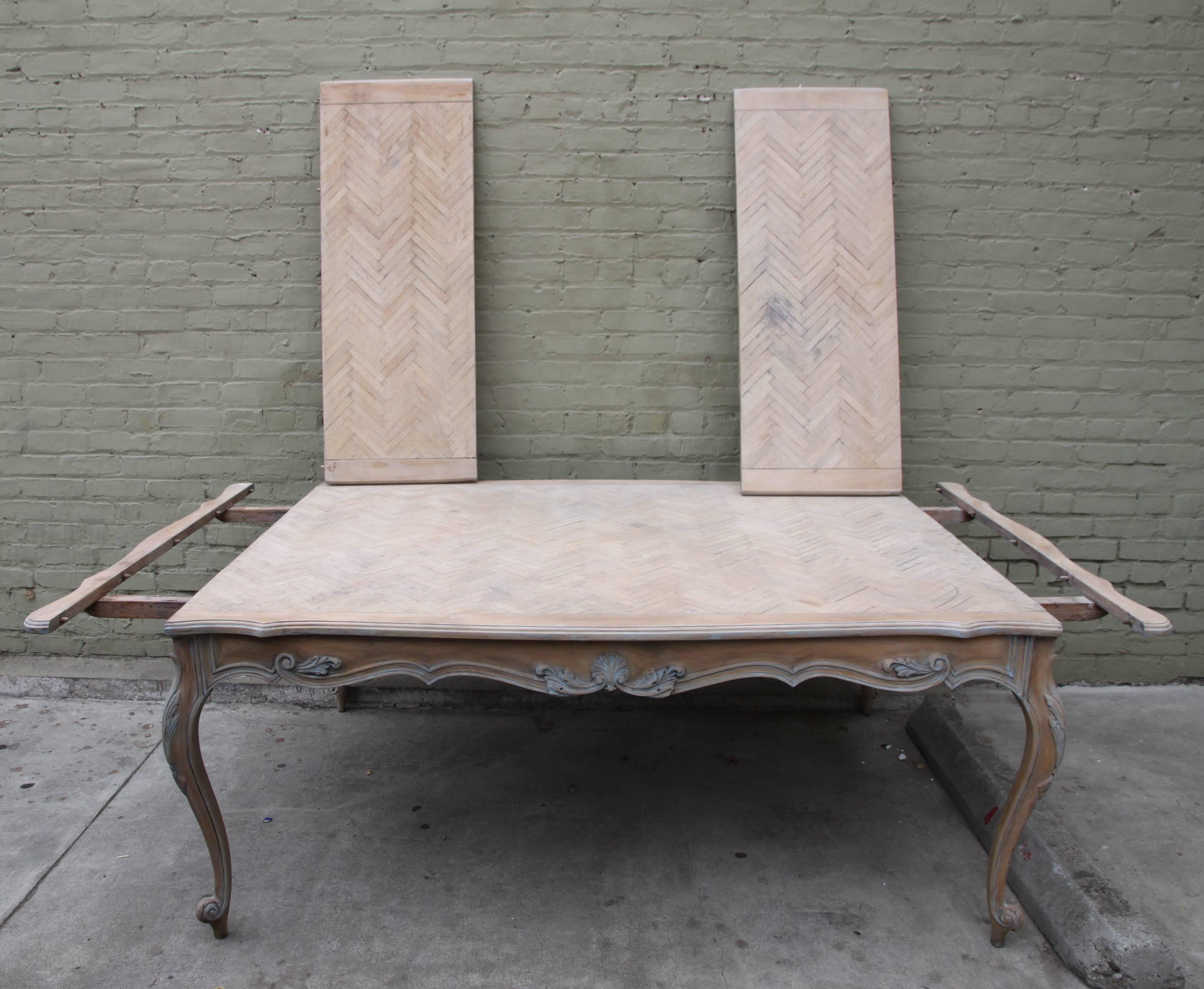 French Painted Louis XV Style Dining Table with Leaves 2