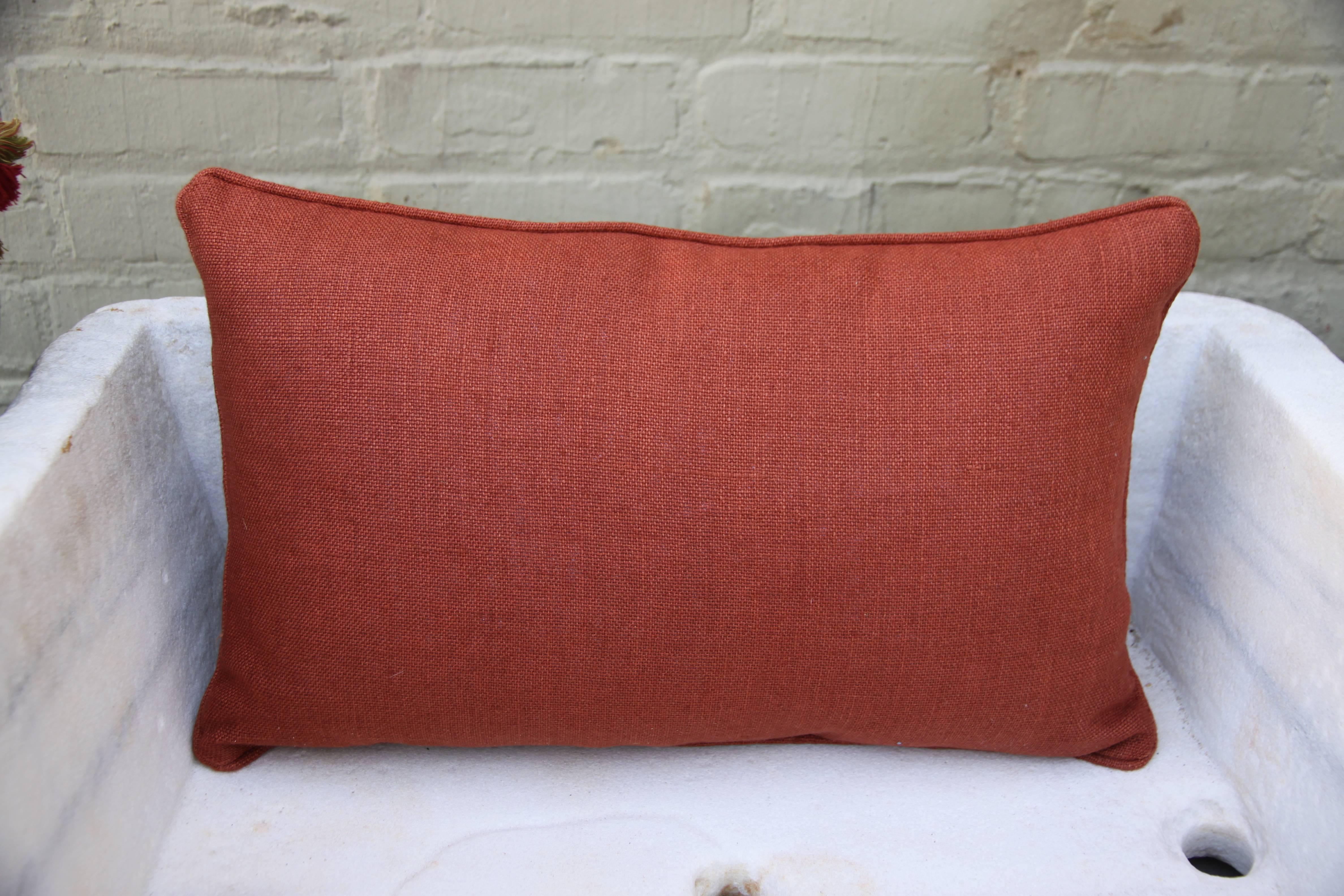 Italian Pair of Rust and Metallic Gold Fortuny Pillows