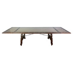 Early 20th Century Spanish Refractory Dining Table with Leaves