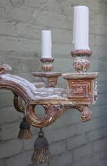 Six-Light Italian Painted Chandelier with Tassels