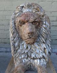 Pair of 19th Century Carved Italian Lions on Bases
