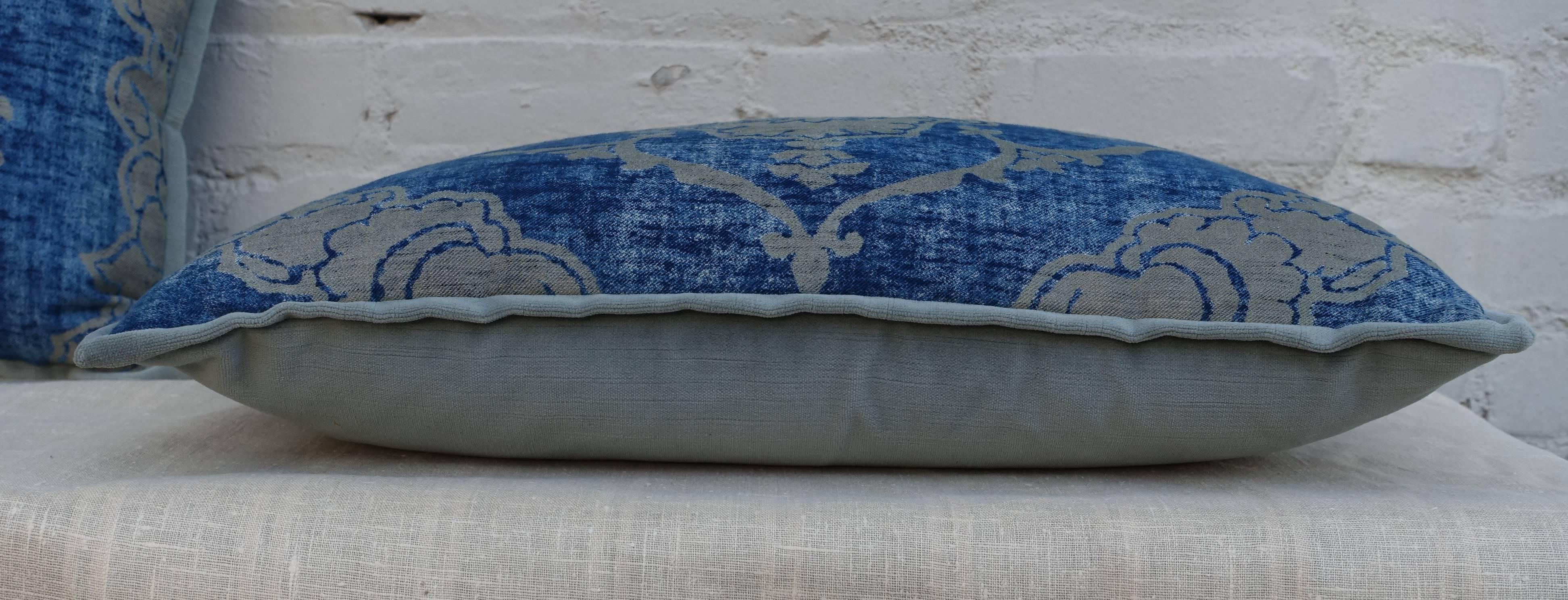 Pair of Blue and Grey Fortuny Textile Pillows 1