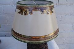 Carved Italian Capital Lamps with Parchment Shades