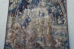 18th Century French Figural Tapestry on Iron Rod