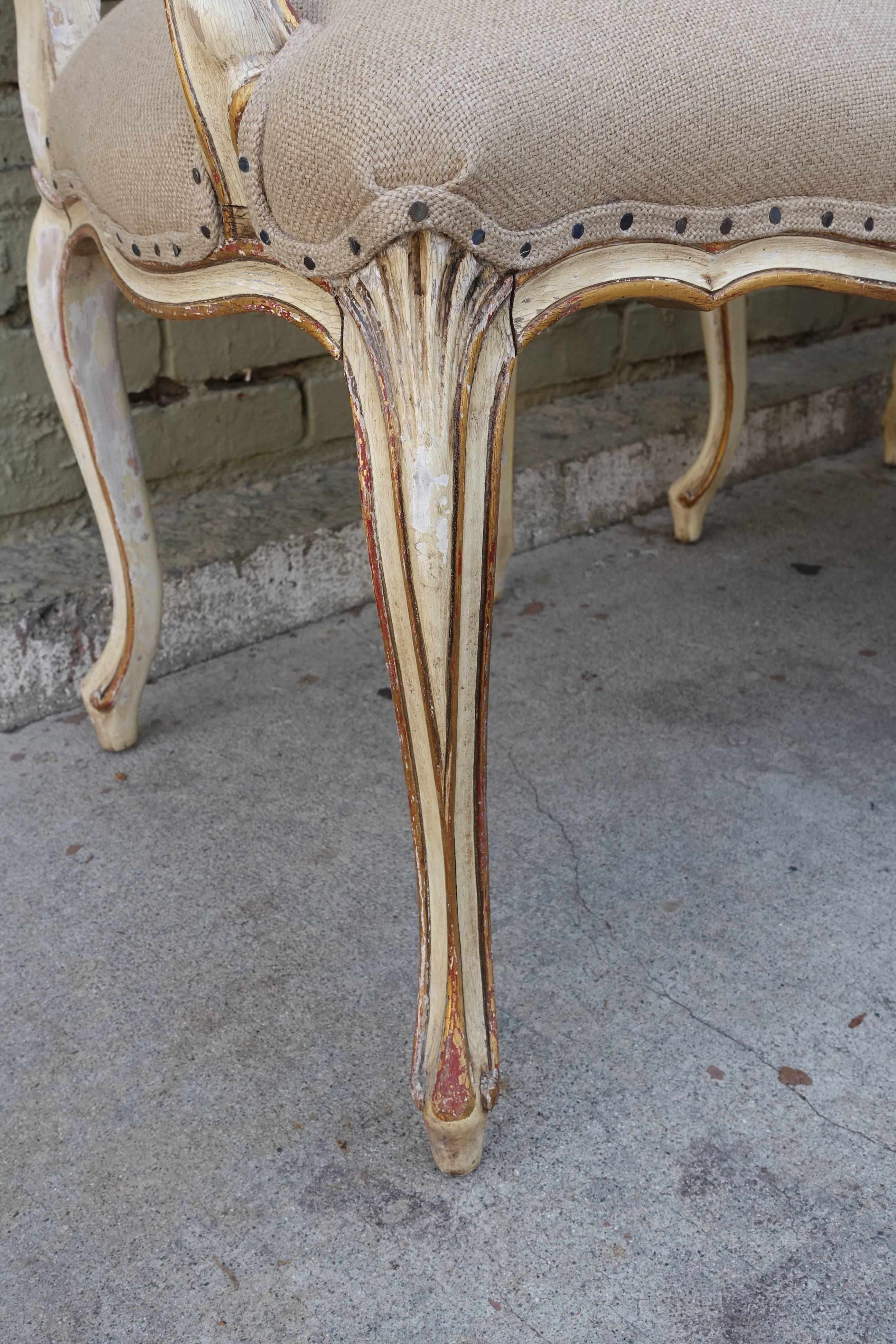 Set of Ten French Painted Dining Armchairs In Distressed Condition In Los Angeles, CA