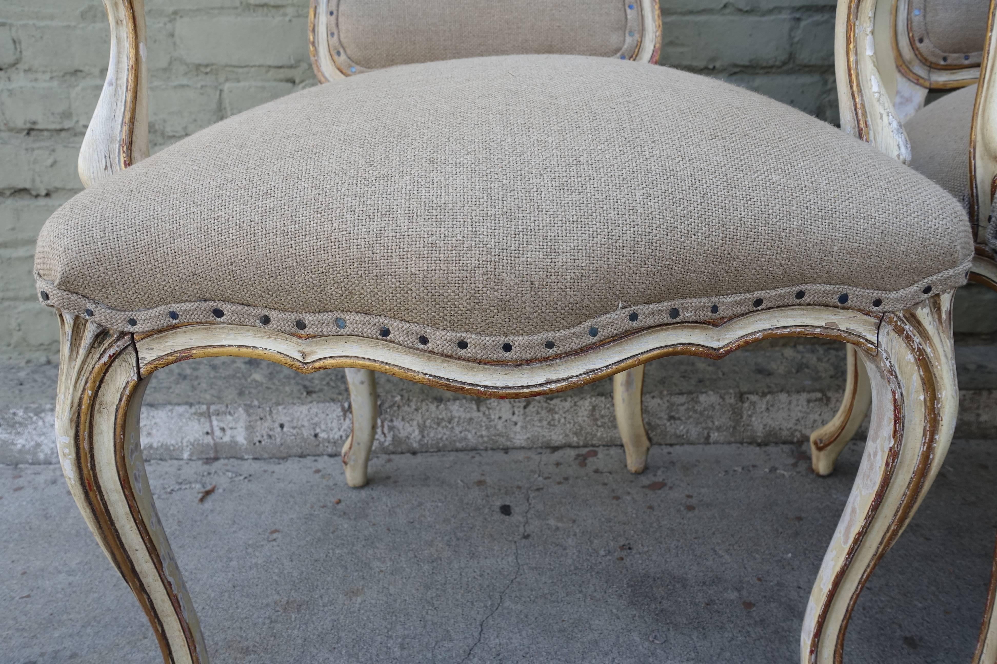 Early 20th Century Set of Ten French Painted Dining Armchairs