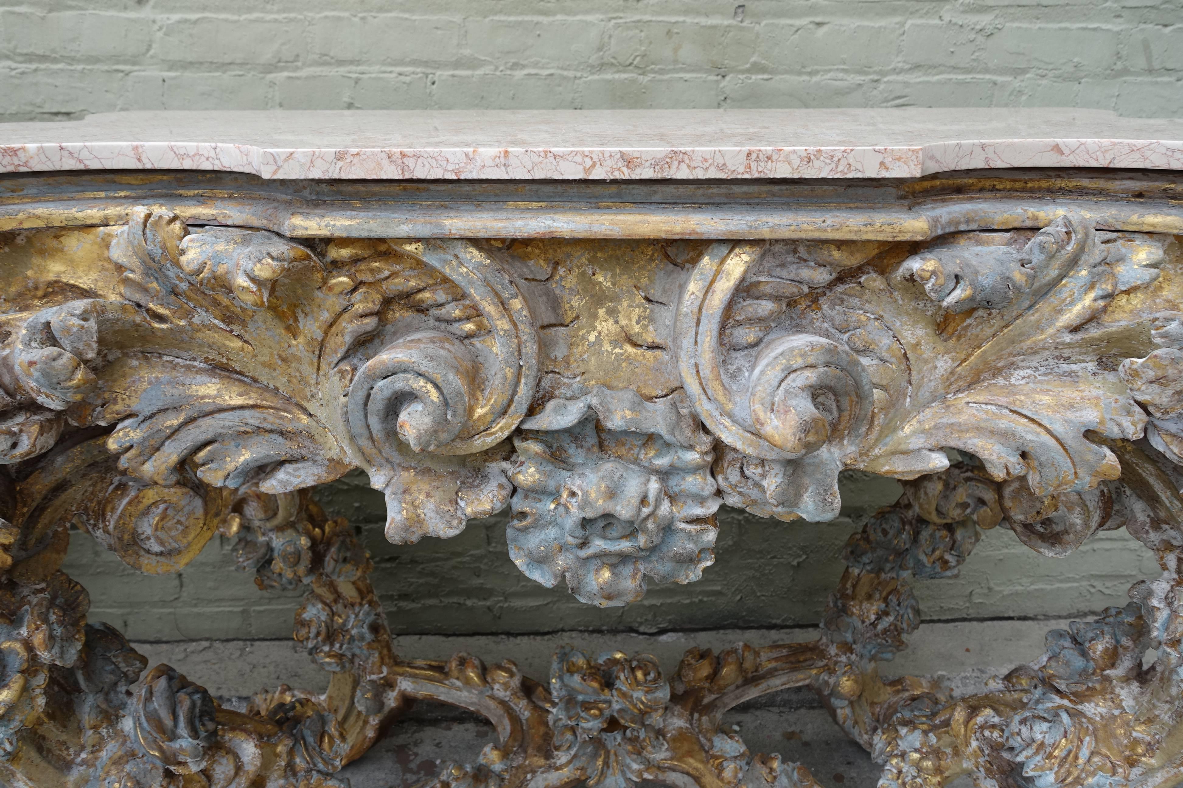 Pair of 19th Century French Rococo Style Consoles In Distressed Condition In Los Angeles, CA