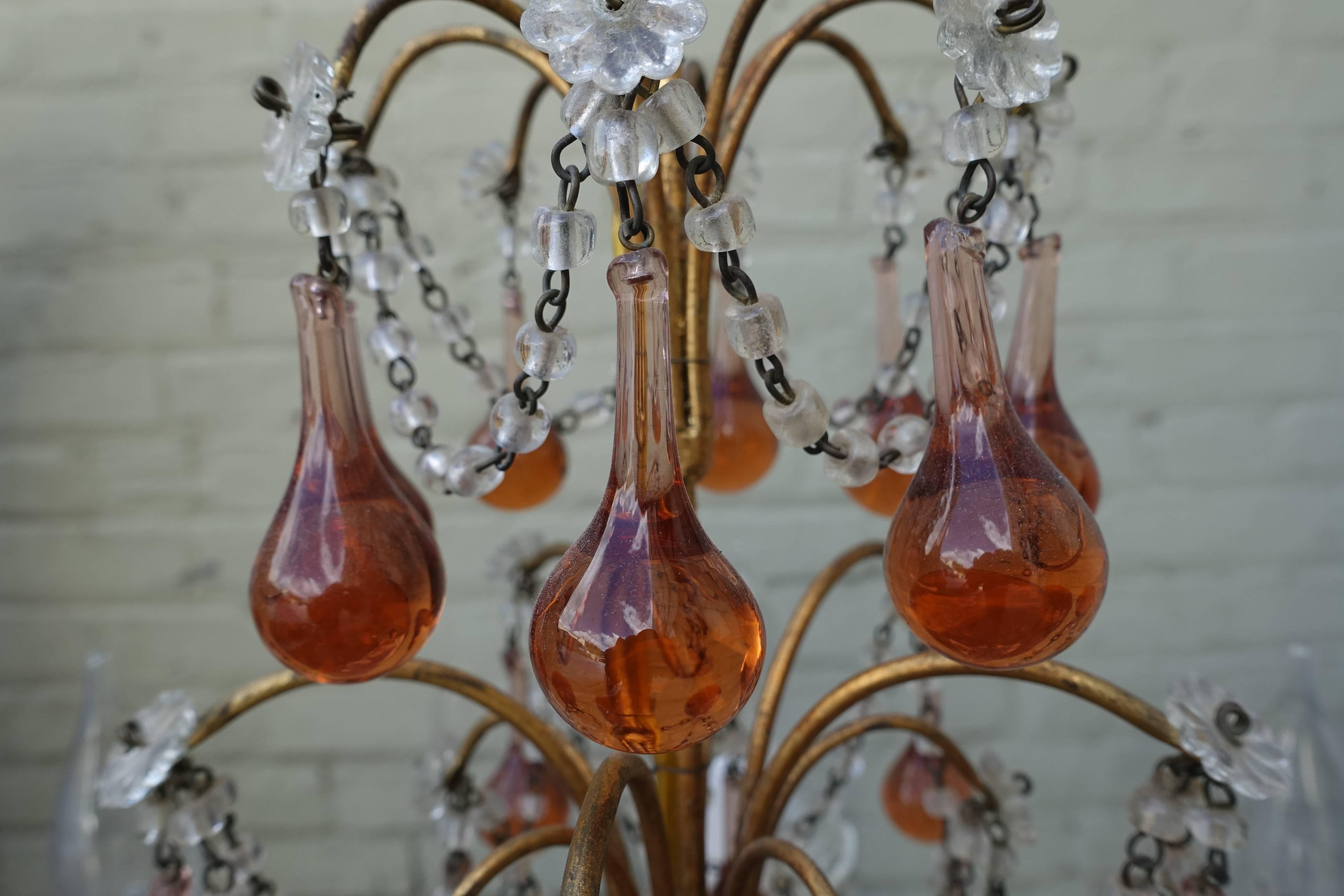 amber crystal chandelier drops