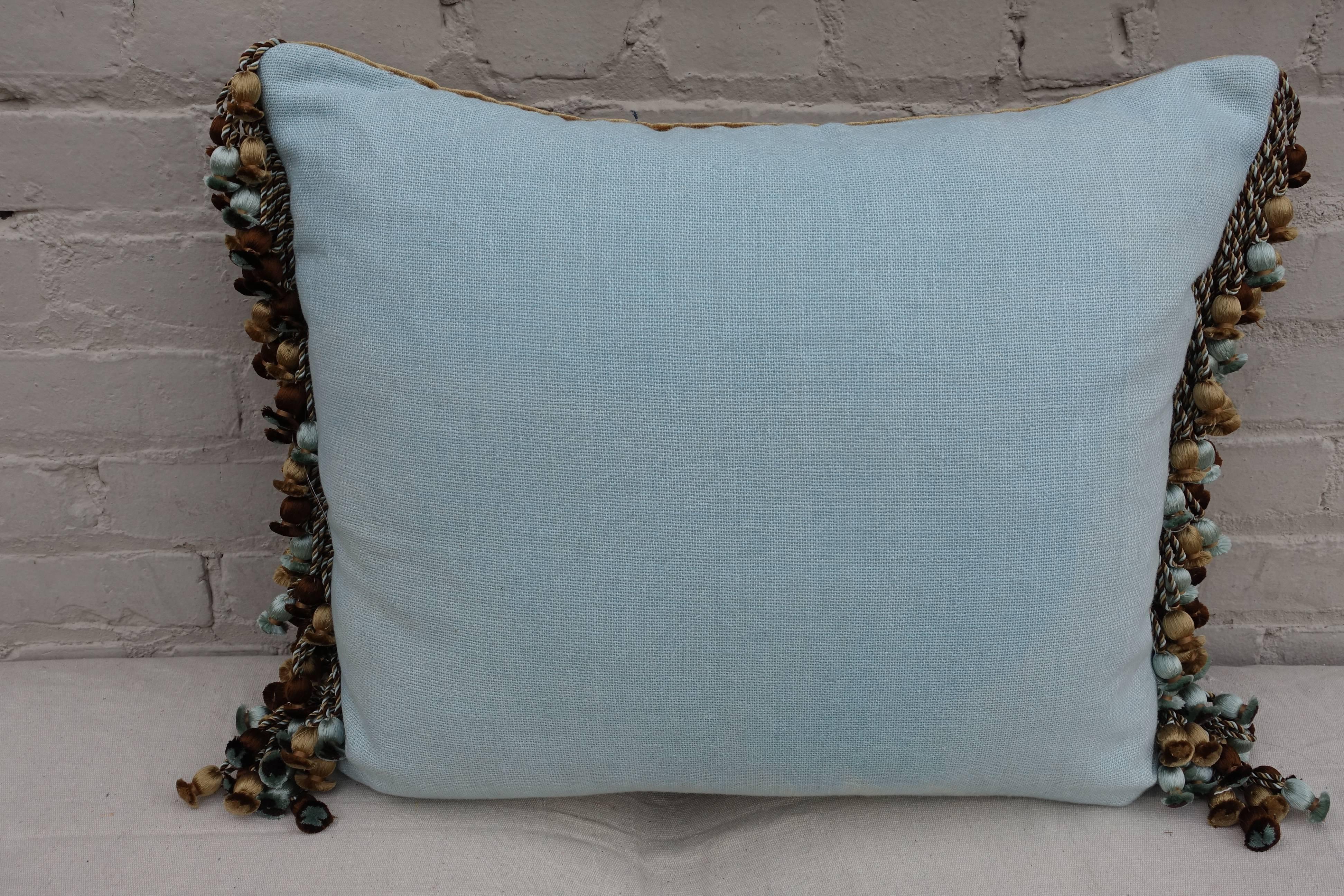 19th Century Pair of Italian Appliqued Silk Velvet Pillows