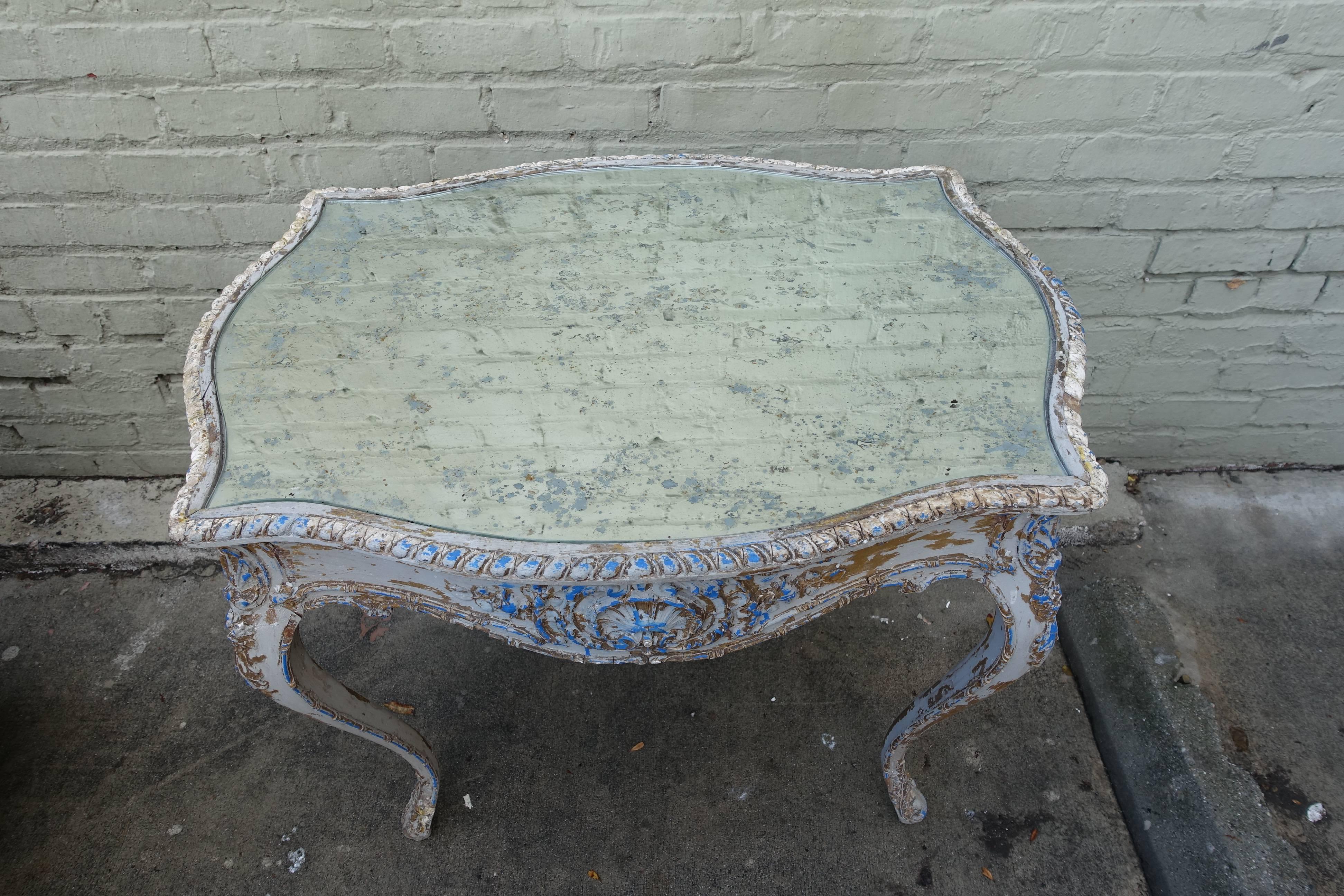 19th Century French Painted Table In Distressed Condition In Los Angeles, CA