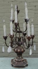 Pair of Italian Rococo Style Rock Crystal Candelabra