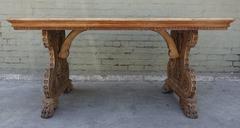 Carved Italian Trestle Writing Table, circa 1900