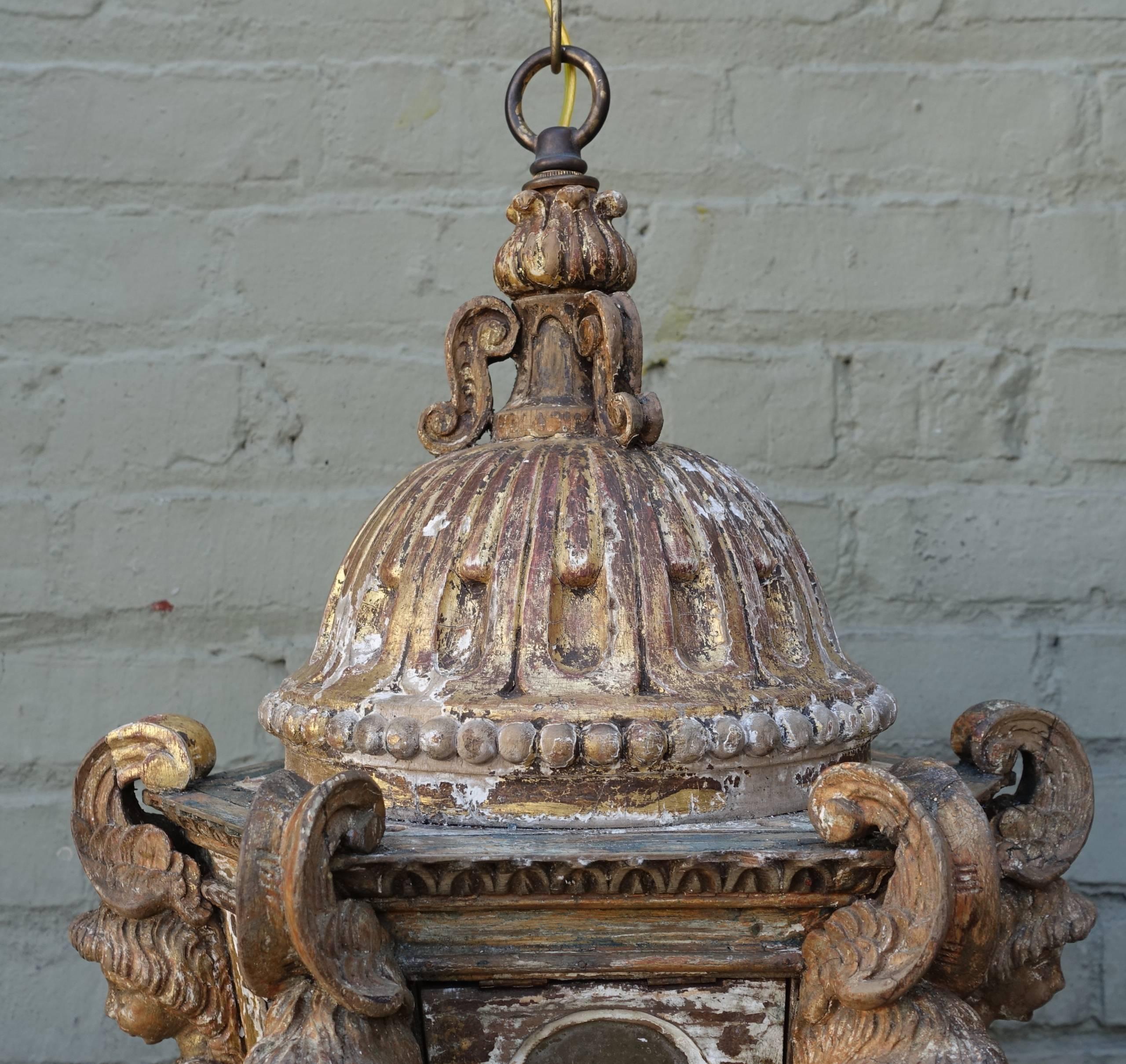 Baroque Revival 19th Century Italian Giltwood Lantern