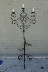 Spanish Three-Light Wrought Iron Candelabra Lamp