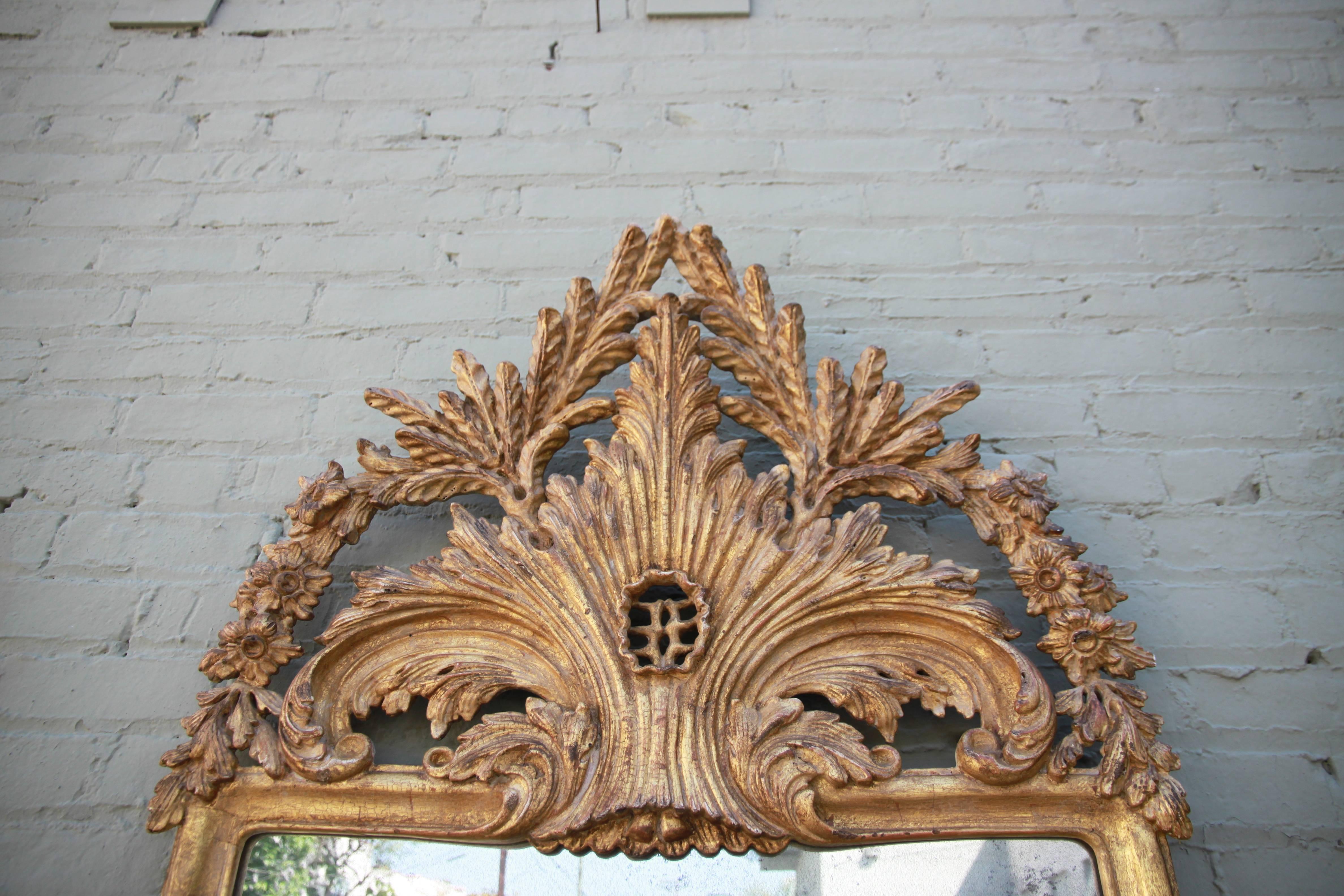 Rococo Pair of Italian Carved Giltwood Mirrors