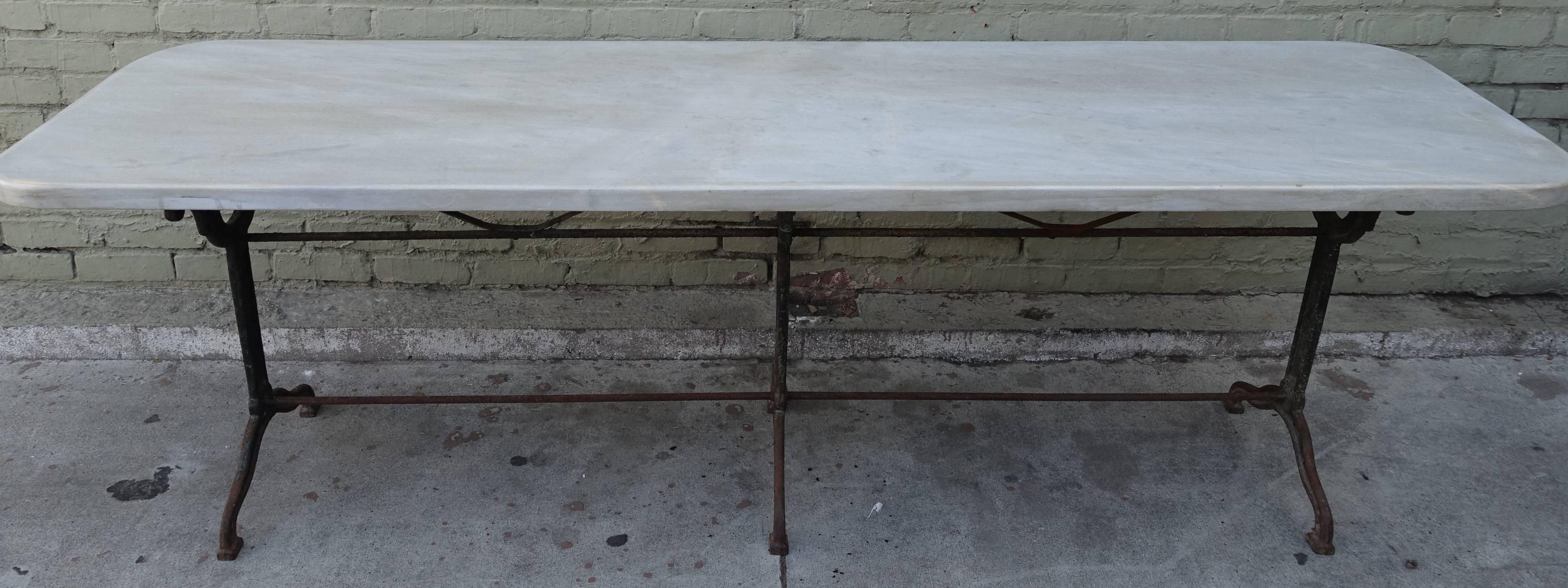 Other 19th Century French Iron Table with Marble Top