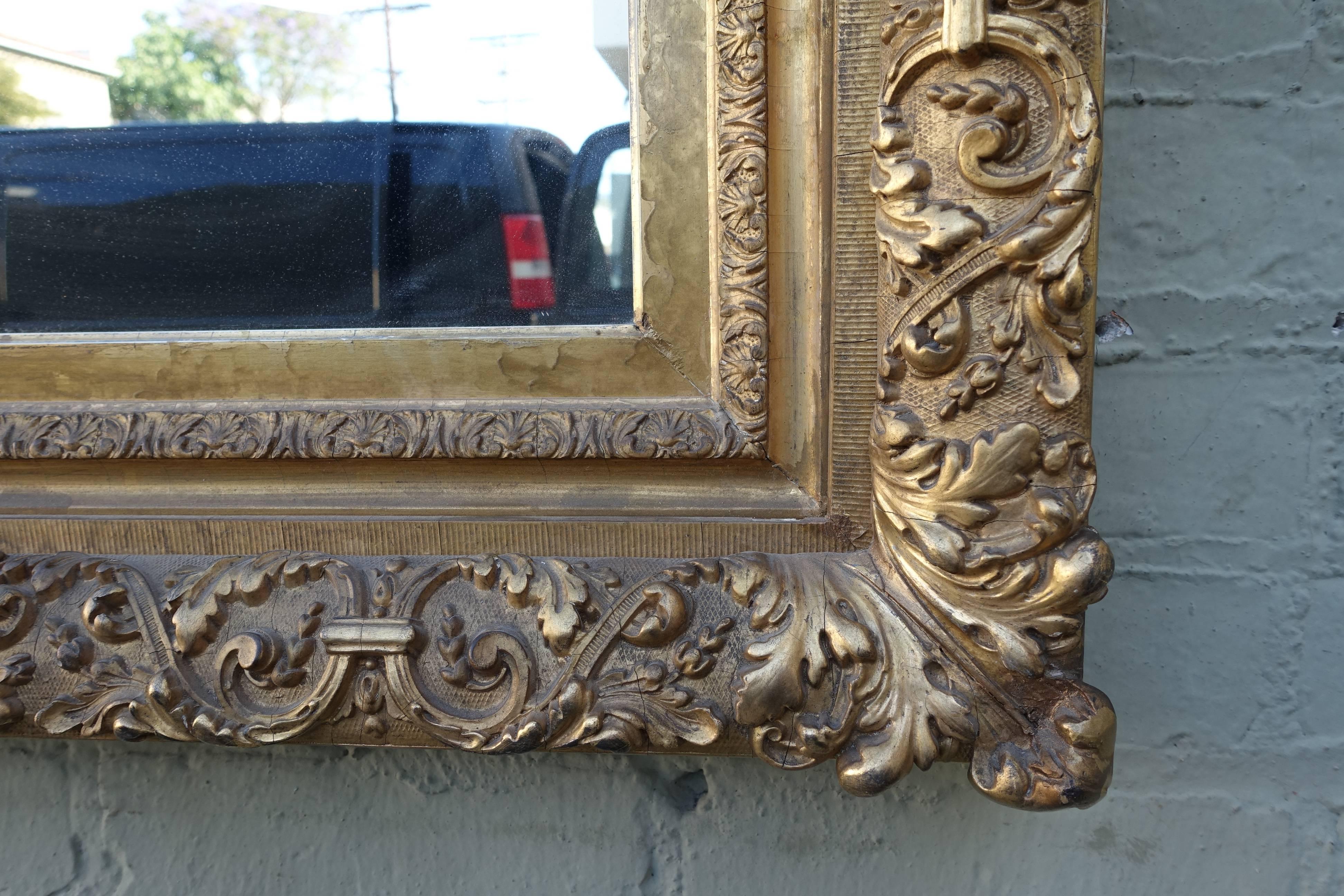 19th Century Italian Carved Giltwood Mirror 1