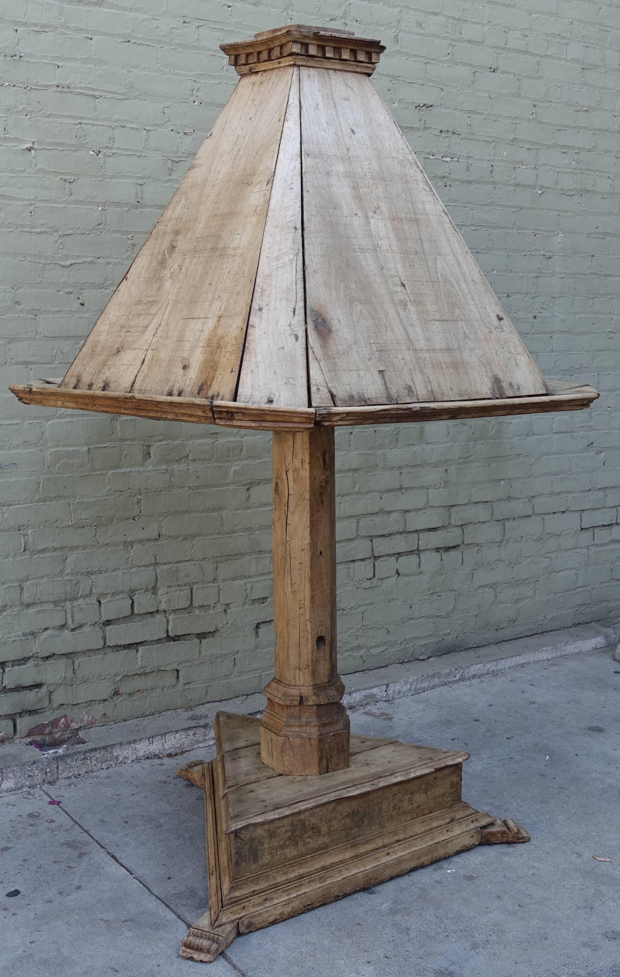 19th century Spanish walnut lectern/music stand hand made in three separate pieces that easily assemble.