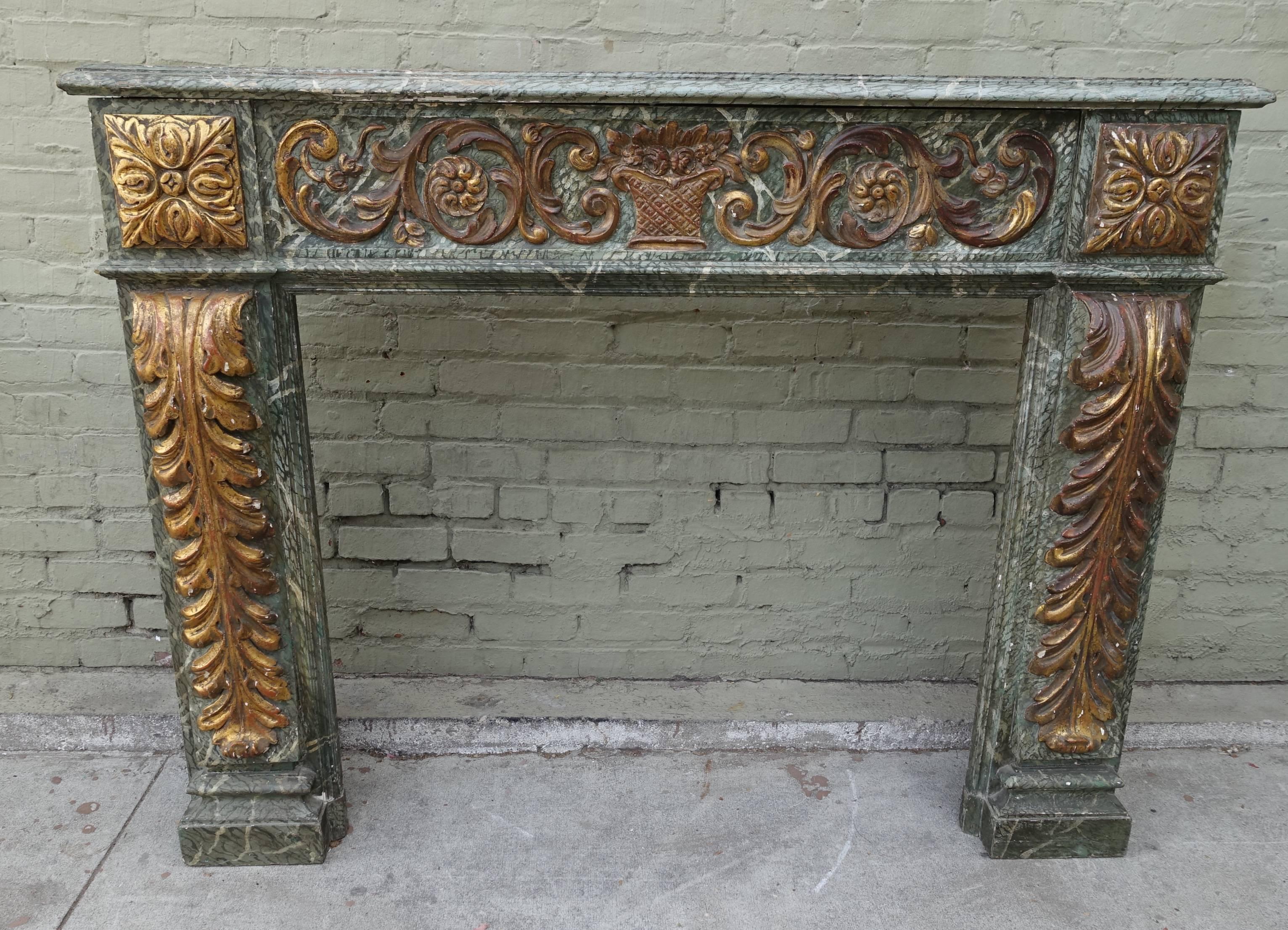 19th Century Italian Carved and Giltwood Mantel 3