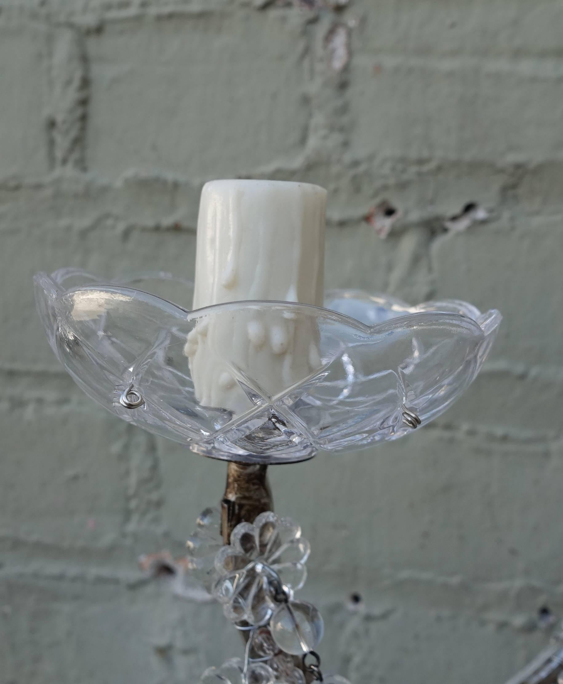 Unknown Pair of Rock Crystal Two-Light Sconces