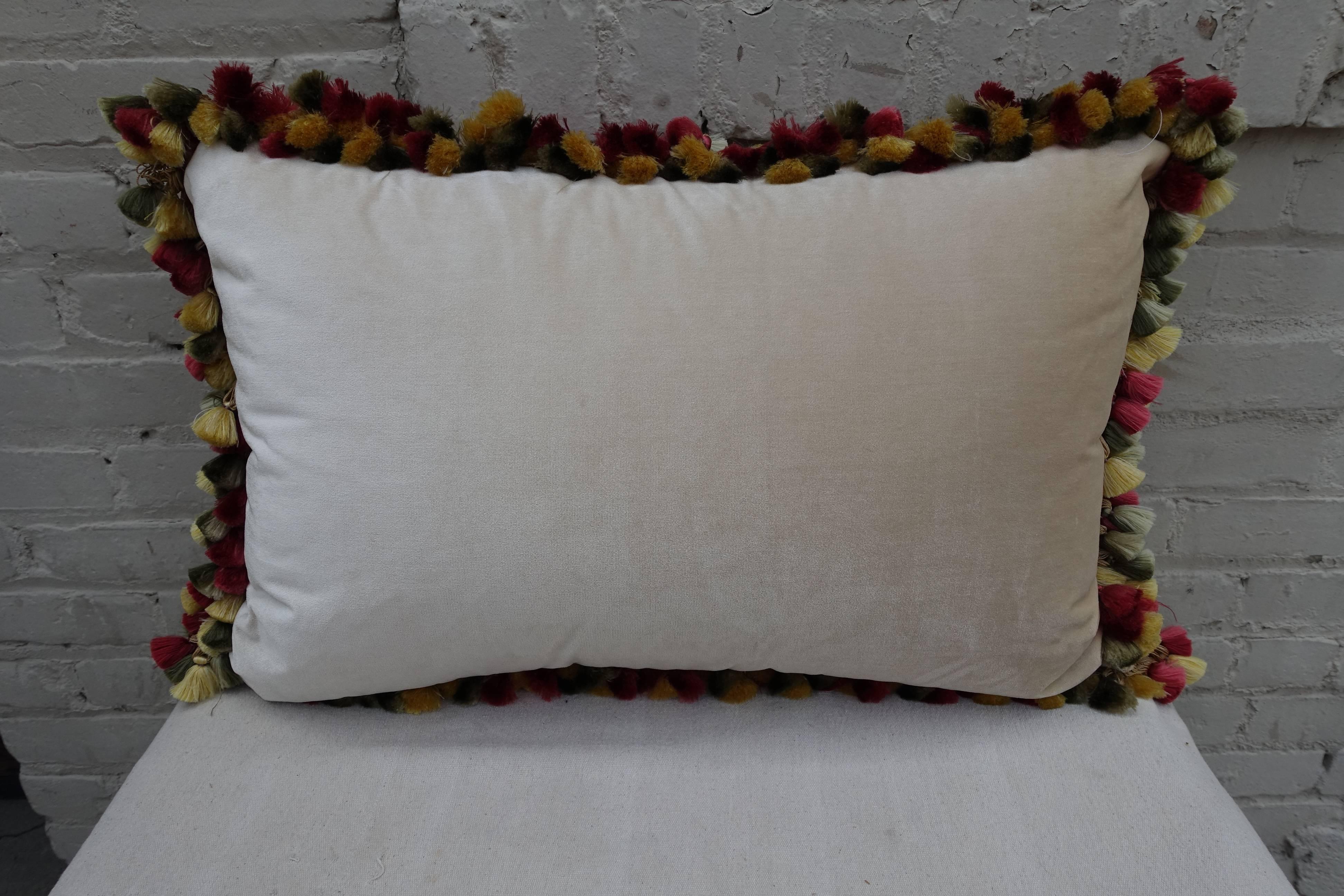 velvet pillow with tassels