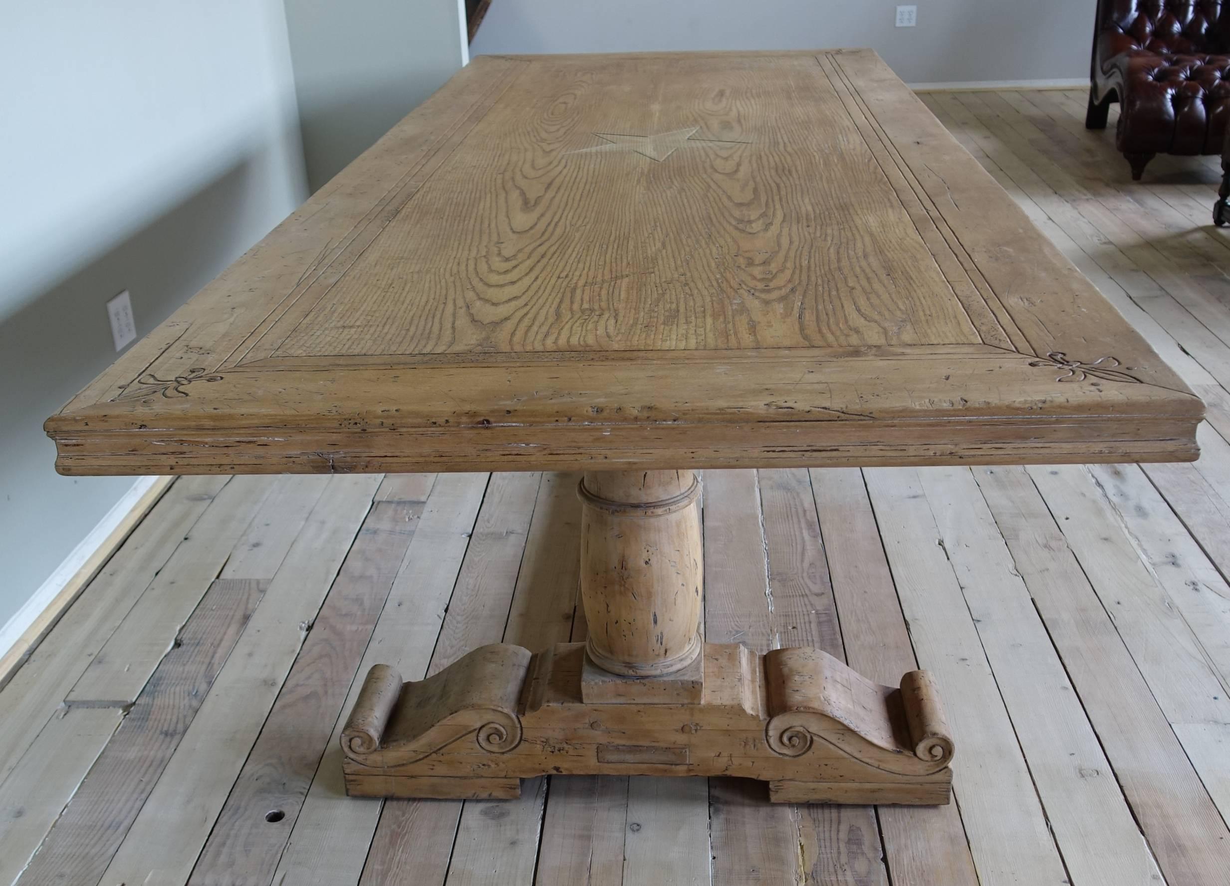 Other Italian Walnut Dining Table with Inlaid Star