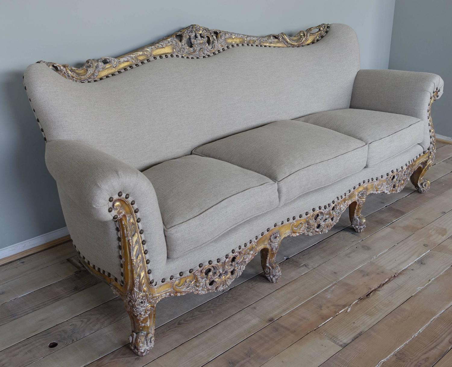 19th Century French Carved Giltwood Sofa For Sale at 1stdibs